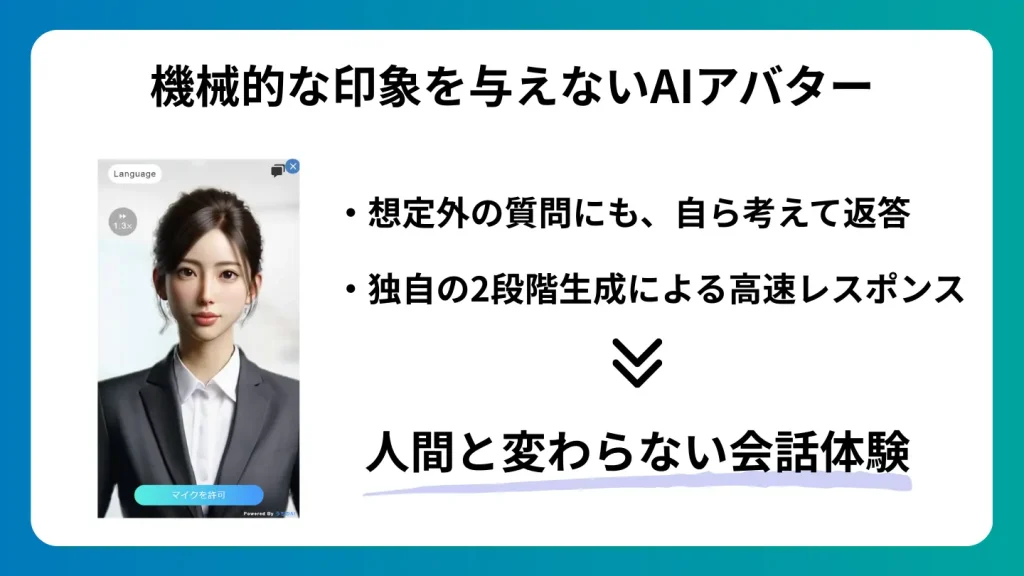 機械的な印象を与えないAIアバター